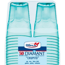 Copo Plastico Shot "Diamant" PS Azul Transp. Cristal 50ml (600 Uds)