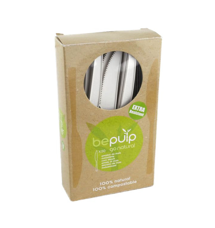 Faca Biodegradaveis CPLA Branco 160mm em caixa (50 Uds) Faca Biodegradaveis CPLA Branco 160mm em caixa (50 Uds)
