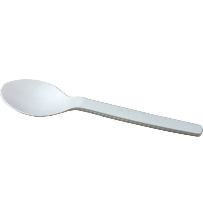 Colher Cafe Biodegradaveis PLA Branco 120mm (2000 Unidades) Colher Cafe Biodegradaveis PLA Branco 120mm (2000 Unidades)
