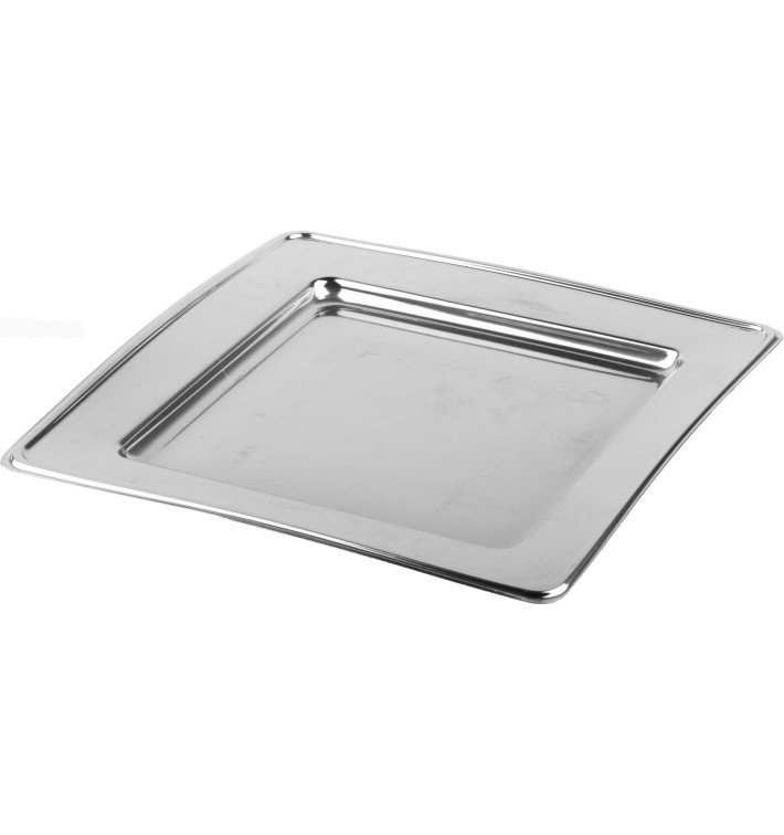 Prato Plastico PET Quadrado Prata 18cm (180 Uds) Prato Plastico PET Quadrado Prata 18cm (180 Uds)