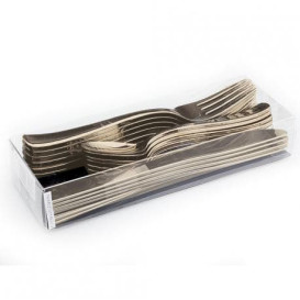 Conjunto de Garfo, faca e Colher Ouro Metalizado (1 Conjunto)