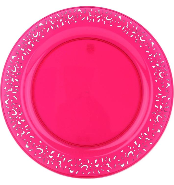 Prato Plastico Rigido Redondo "Lace" Framboesa 19cm (88 Uds) Prato Plastico Rigido Redondo "Lace" Framboesa 19cm (88 Uds)