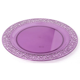 Prato Plastico Rigido Redondo "Lace" Berinjela 23cm (88 Uds)