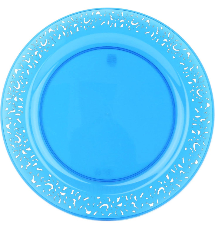 Prato Plastico Rigido Redondo "Lace" Turquesa 23cm (4 Uds) Prato Plastico Rigido Redondo "Lace" Turquesa 23cm (4 Uds)