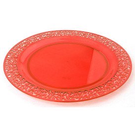 Prato Plastico Rigido Redondo "Lace" Laranja 19cm (4 Uds)