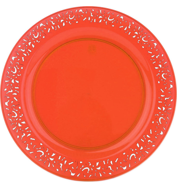 Prato Plastico Rigido Redondo "Lace" Laranja 19cm (4 Uds) Prato Plastico Rigido Redondo "Lace" Laranja 19cm (4 Uds)