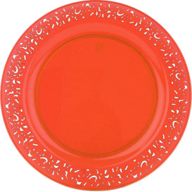 Prato Plastico Rigido Redondo "Lace" Laranja 19cm (88 Uds)