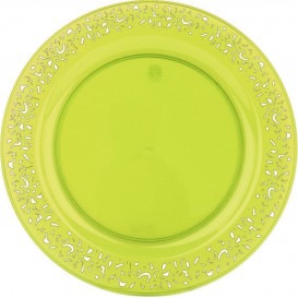 Prato Plastico Rigido Redondo "Lace" Verde 19cm (4 Uds)