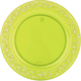 Prato Plastico Rigido Redondo "Lace" Verde 19cm (4 Uds)