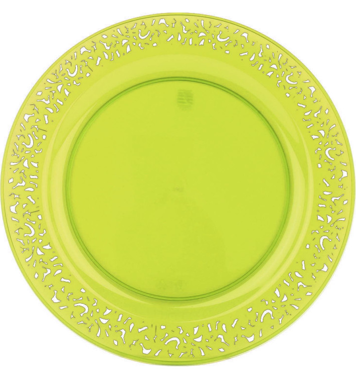 Prato Plastico Rigido Redondo "Lace" Verde 19cm (4 Uds) Prato Plastico Rigido Redondo "Lace" Verde 19cm (4 Uds)
