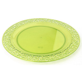 Prato Plastico Rigido Redondo "Lace" Verde 23cm (4 Uds)