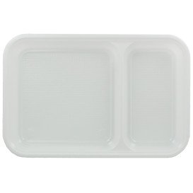 Bandeja de Plastico PS Branco 2C 270x180mm (50 Uds)
