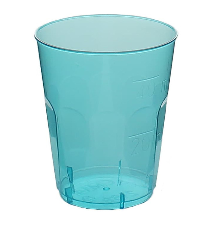 Copo Plastico Shot "Diamant" PS Azul Transp. Cristal 50ml (600 Uds)