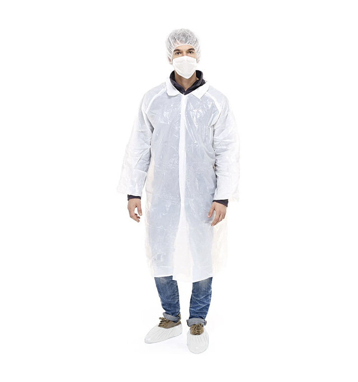 Kit de Protecção Polietilene de 3 Peças + Máscara Branco (100 Kits) Kit de Protecção Polietilene de 3 Peças + Máscara Branco (100 Kits)