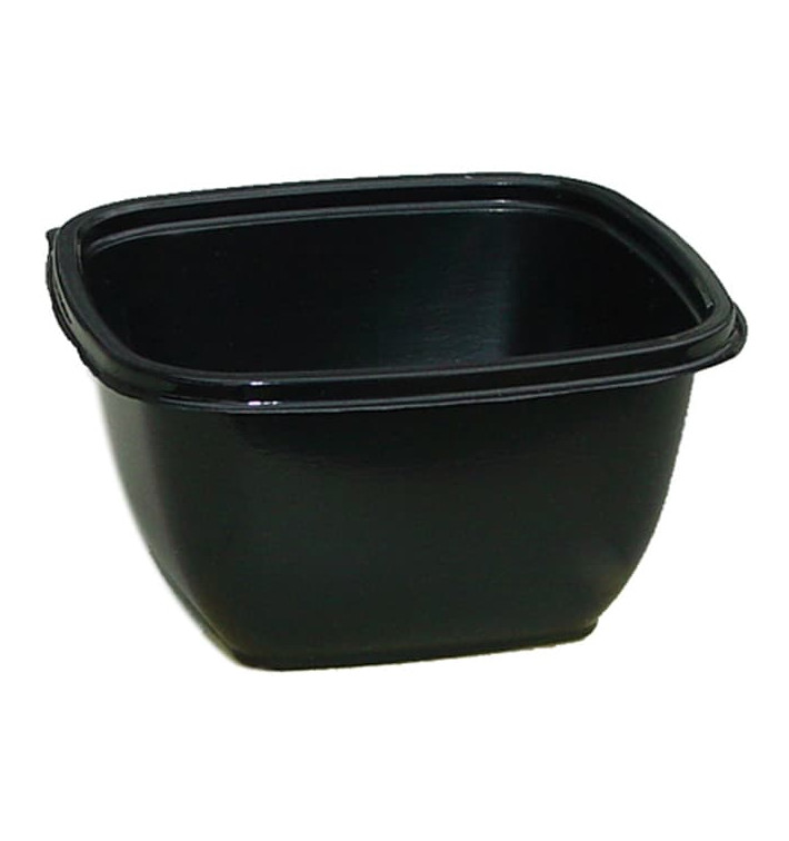 Tigela Plastico Quadrado Preto PET 375ml 125x125x50mm (50 Uds)