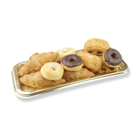 Bandeja Plastico Luxo Retang.Ouro 35x16cm (50 Uds)