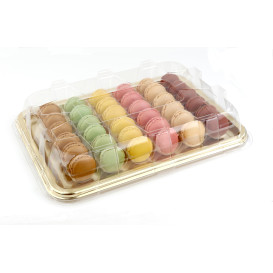 Bandeja Plastico Luxo Retang. Ouro 35x24cm (50 Uds)