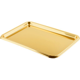 Bandeja Plastico Luxo Retang. Ouro 35x24cm (50 Uds)