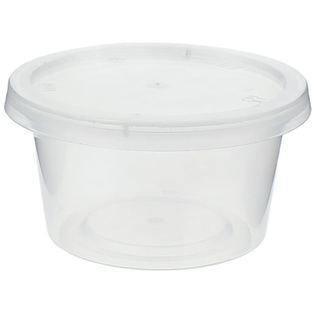 Copo PP Transparente para Molhos com Tampa 120ml (50 Uds)