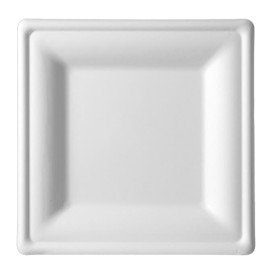 Prato Quadrado Bio cana-de-açúcar Branco 15x15cm (25 Uds)