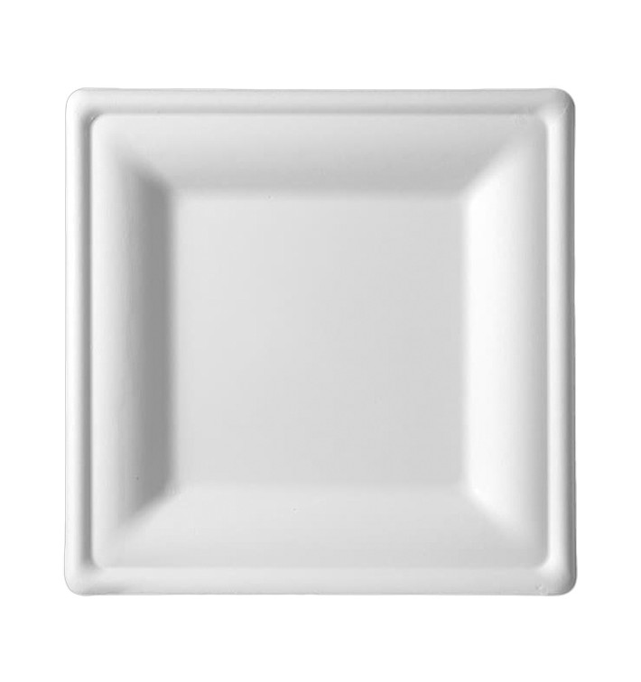 Prato Quadrado Bio cana-de-açúcar Branco 15x15cm (25 Uds) Prato Quadrado Bio cana-de-açúcar Branco 15x15cm (25 Uds)