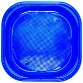 Prato Plastico PS Quadrado Raso Azul Escuro 200x200mm (30 Unidades)