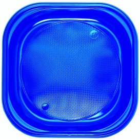 Prato Plastico PS Quadrado Raso Azul Escuro 200x200mm (720 Unidades)