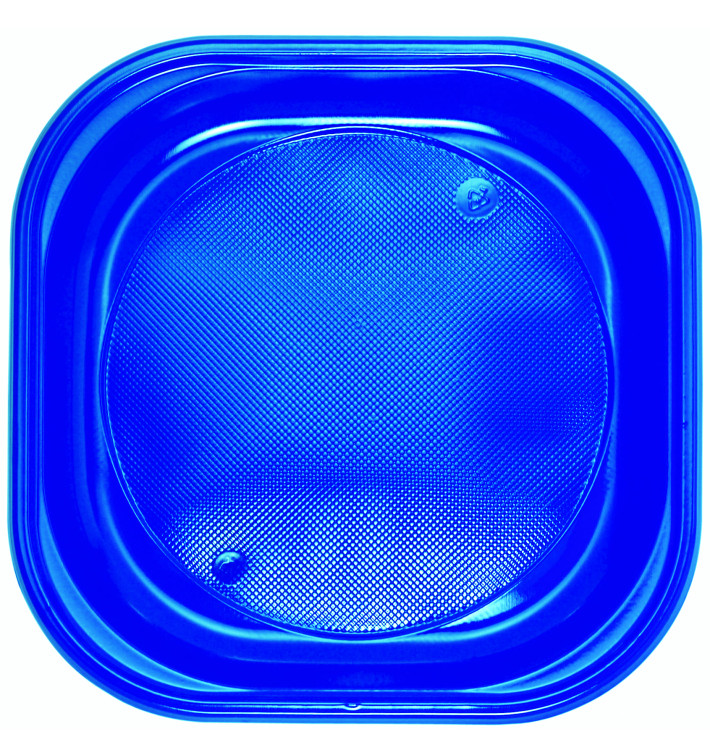 Prato Plastico PS Quadrado Raso Azul Escuro 200x200mm (720 Unidades) Prato Plastico PS Quadrado Raso Azul Escuro 200x200mm (720 Unidades)