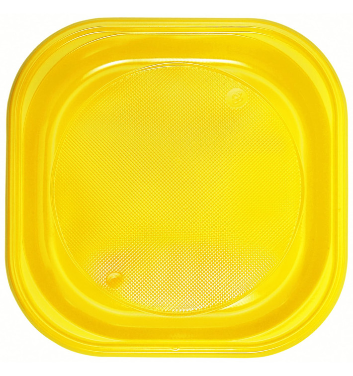 Prato Plastico PS Quadrado Raso Amarelo 200x200mm (30 Unidades) Prato Plastico PS Quadrado Raso Amarelo 200x200mm (30 Unidades)