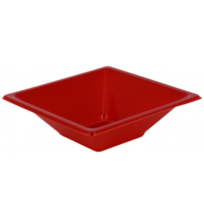 Tigela de Plastico PS Quadrada Vermelho 12x12cm (12 Uds)