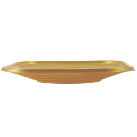 Prato Plastico "X-Table" Quadrado Ouro PP 180mm (8 Unidades)