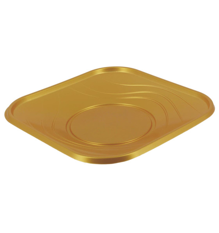 Prato Plastico "X-Table" Quadrado Ouro PP 180mm (8 Unidades) Prato Plastico "X-Table" Quadrado Ouro PP 180mm (8 Unidades)