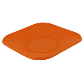 Prato Plastico PP "X-Table" Quadrado Raso Laranja 230mm (8 Unidades)