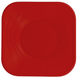 Prato Plastico PP "X-Table" Quadrado Raso Vermelho 230mm (8 Unidades)