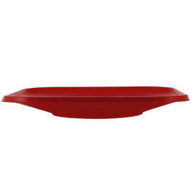 Prato Plastico PP "X-Table" Quadrado Raso Vermelho 230mm (8 Unidades)