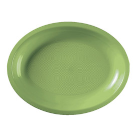 Bandeja de Plastico Oval Verde Limão Round PP 255x190mm (50 Uds)