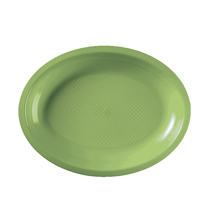 Bandeja de Plastico Oval Verde Limão Round PP 315x220mm (25 Uds) Bandeja de Plastico Oval Verde Limão Round PP 315x220mm (25 Uds)