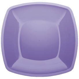 Prato Plastico Raso Lilas Square PS 300mm (12 Uds)
