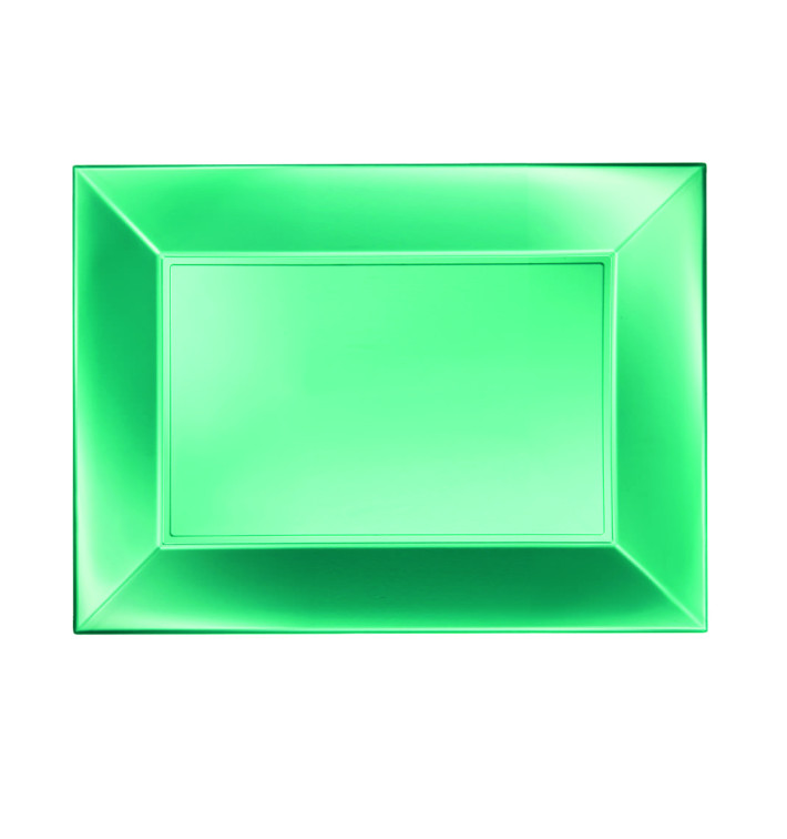 Bandeja de Plastico Verde Nice Pearl PP 280x190mm (12 Uds) Bandeja de Plastico Verde Nice Pearl PP 280x190mm (12 Uds)