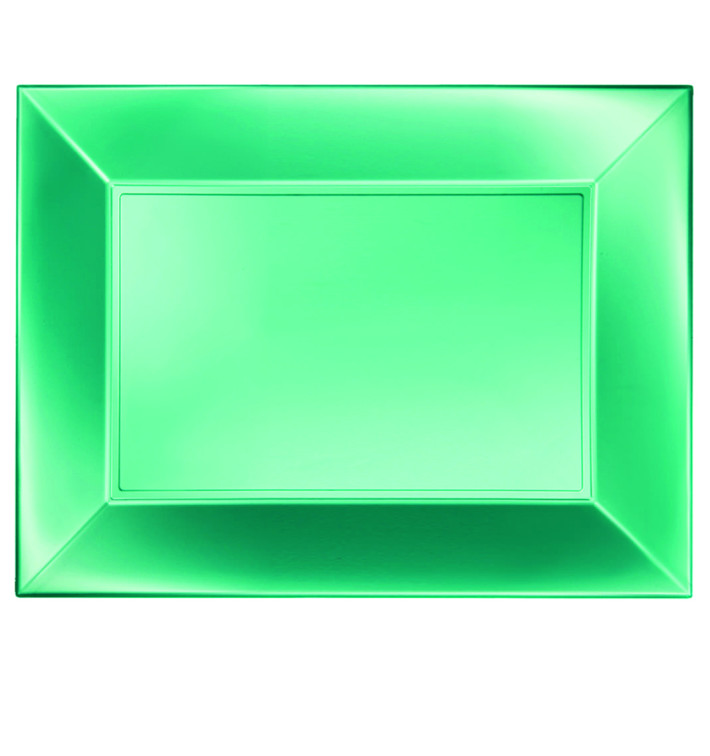 Bandeja de Plastico Verde Nice Pearl PP 345x230mm (6 Uds) Bandeja de Plastico Verde Nice Pearl PP 345x230mm (6 Uds)