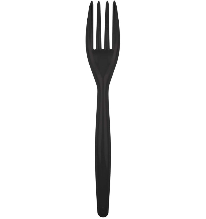 Garfo de Plástico Easy PS Preto 180 mm (500 Uds) Garfo de Plástico Easy PS Preto 180 mm (500 Uds)