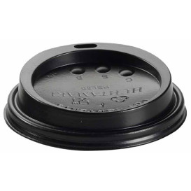 Tampa Perfurada Preta Copo 12, 16 y 22 Oz Ø9,0cm (100 Uds)