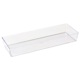 Bandeja de Plastico Retangular Transparente 4,6x13cm (500 Uds)