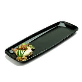 Bandeja Plastico Rigido Retang. Preto 17x45cm (5 Uds)