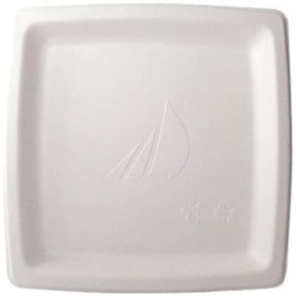 Prato Quadrado Cana-de-açúcar Branco 17cm (1000 Uds)