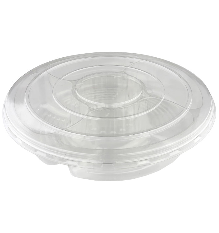 Tigela de Plastico PET 5C + tampas Ø35x7cm (50 Uds) Tigela de Plastico PET 5C + tampas Ø35x7cm (50 Uds)