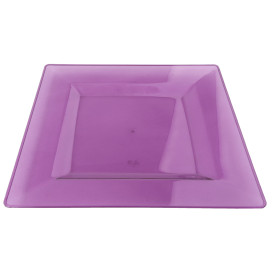 Prato Plastico Rigido Quadrado Berinjela 20x20cm (4 Uds)