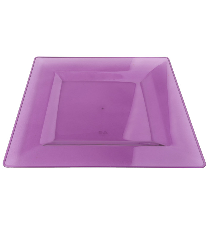 Prato Plastico Rigido Quadrado Berinjela 20x20cm (4 Uds) Prato Plastico Rigido Quadrado Berinjela 20x20cm (4 Uds)