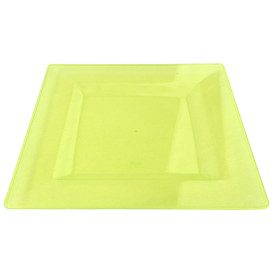 Prato Plastico Rigido Quadrado Verde 20x20cm (4 Uds)