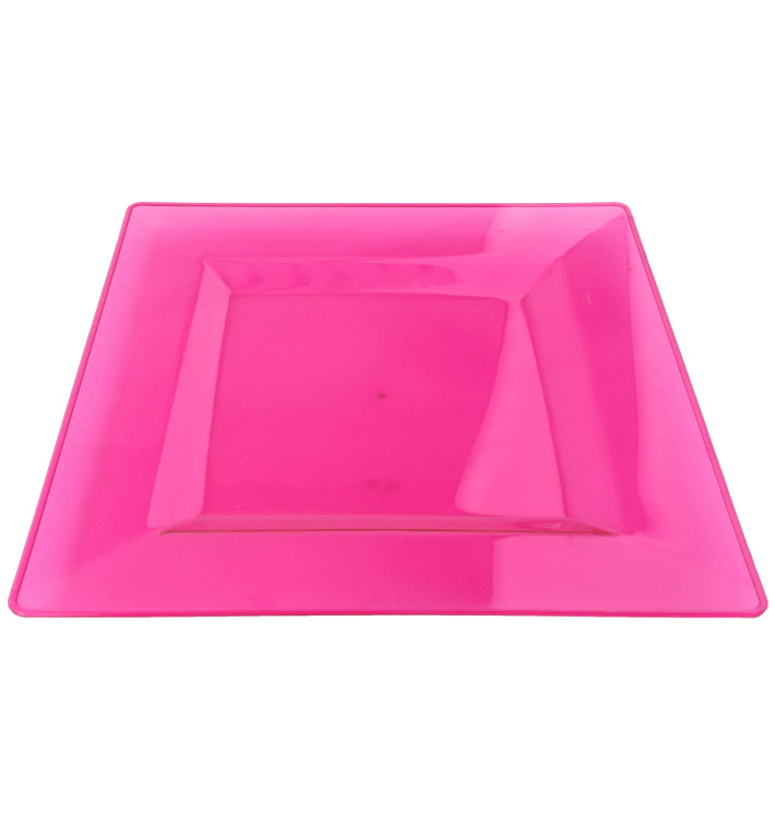 Prato Plastico Rigido Quadrado Framboesa 20x20cm (88 Uds) Prato Plastico Rigido Quadrado Framboesa 20x20cm (88 Uds)